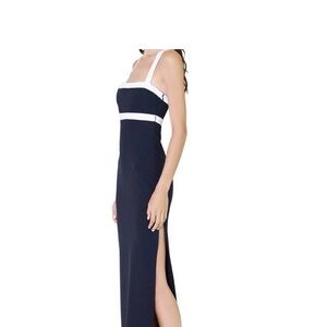 STAUD Navy and White Maxi Dress
